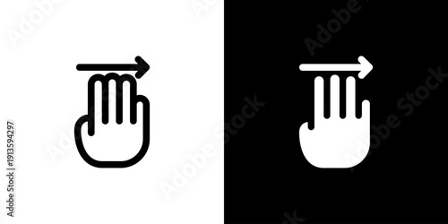 Swipe Right icon concept with flat Black White Background. Vector illustration.