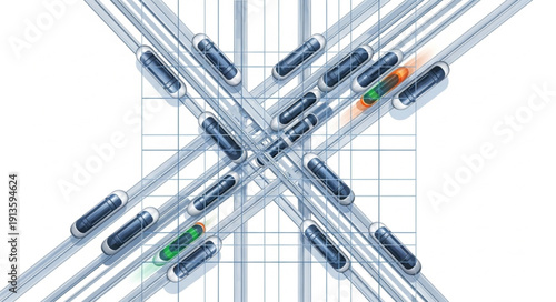 Aerial view of a busy highway intersection with traffic flow.