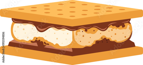 Delicious chocolate smores with marshmallows and graham crackers