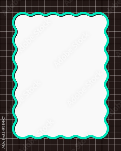 グリッド×うねうねフレーム　たて長　ミント×黒