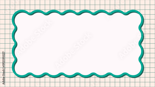 グリッド×うねうねフレーム　ブルーグリーン