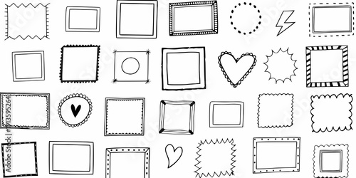 Collection of hand drawn doodle frames shapes and decorative elements