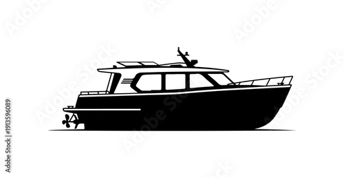 Modern Motor Yacht Vector Illustration