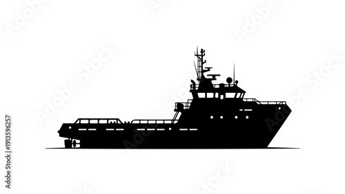 Modern Research Vessel Vector Illustration