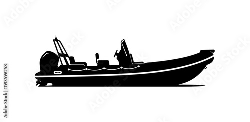 Modern Inflatable Motorboat Vector Illustration