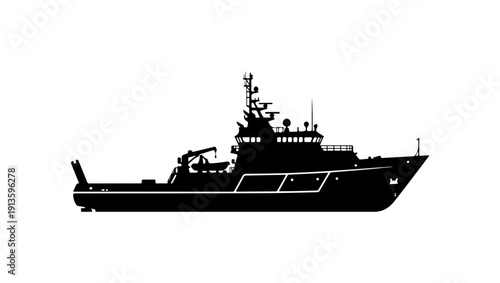 Modern Naval or Research Vessel Vector Illustration