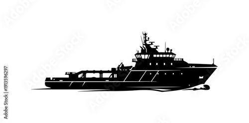 Modern Research or Patrol Vessel Vector Illustration