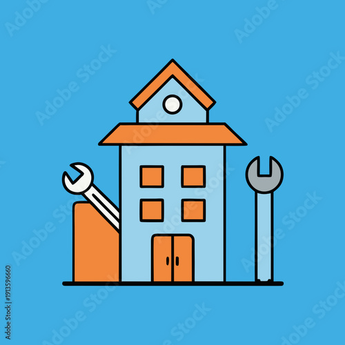 Vector house with tools icon