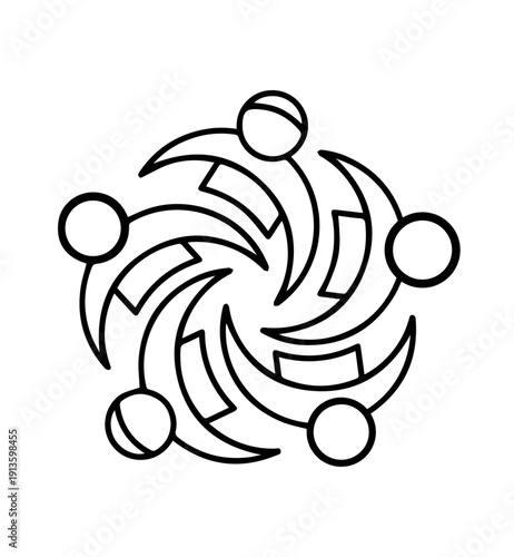 Interconnected People Circle Icon for Community, Teamwork, and Global Unity