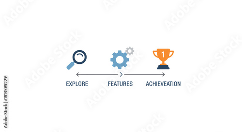 Magnifying Glass Gear Trophy Achievement Icon.