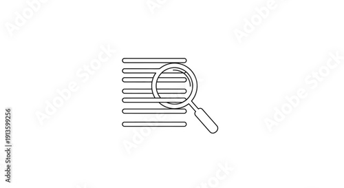 Magnifying glass on document lines.