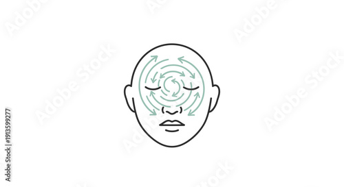 Man face with closed eyes meditating.