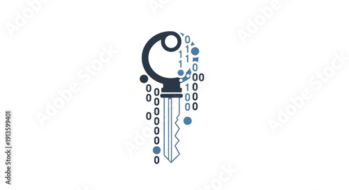 Key with Binary Code and Security.