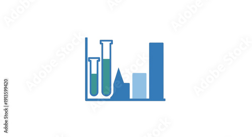 Laboratory test tubes and bar graph.