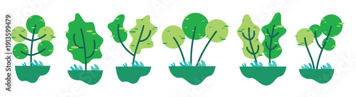 simple flat tree clipart set vector