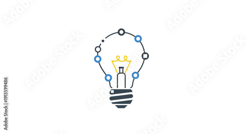 Light Bulb with Yellow Glow.