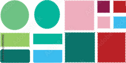 Assorted colorful geometric shapes arranged in a grid pattern