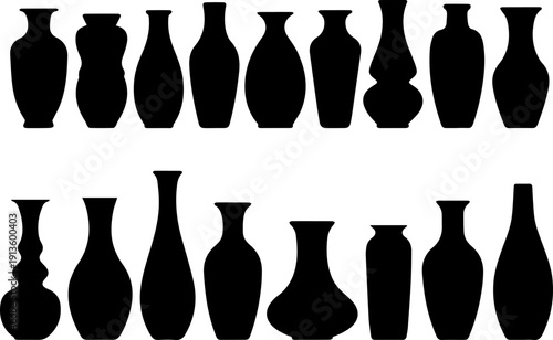 Minimalist Silhouette Collection Various Shapes Vase Decoration Isolated Elements