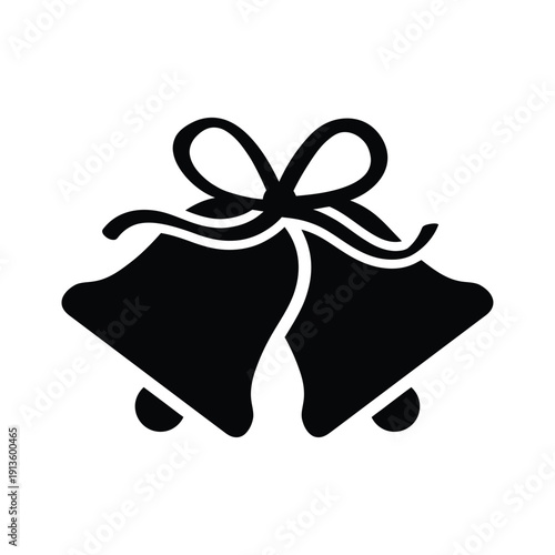Simple black and white illustration of two wedding or festive bells