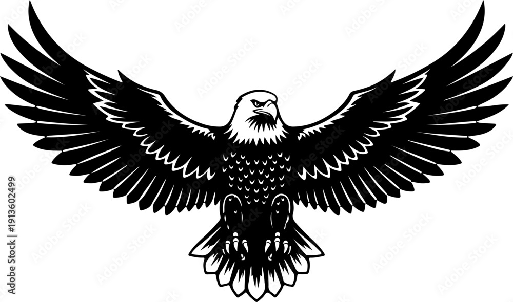 Fototapeta premium Majestic Bald Eagle silhouette vector illustration