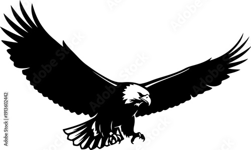 Majestic Bald Eagle silhouette vector illustration