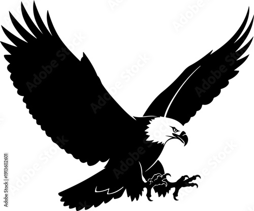 Majestic Bald Eagle silhouette vector illustration