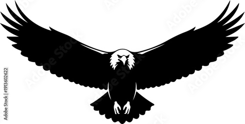 Majestic Bald Eagle silhouette vector illustration