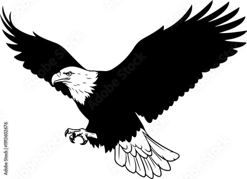 Majestic Bald Eagle silhouette vector illustration