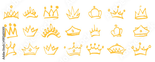 golden crown icon drawn in a minimalist marker style
