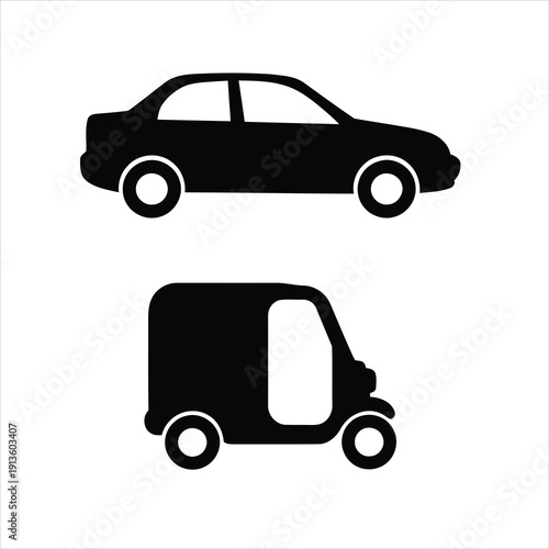 Two black silhouette vehicle icons, a sedan and a small van, displayed on a white background.