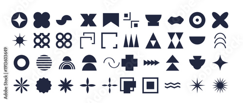 set geometric shapes contemporary modern trendy elements
