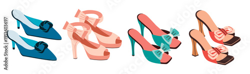 set of fashionable casual and trendy women s shoes with high