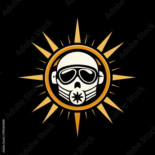 Vector skull wearing sunglasses and face mask icon