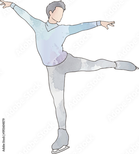 フィギュアスケーターの水彩風イラスト