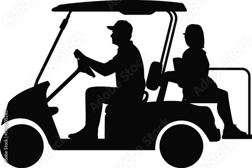 PrintGolf cart silhouette illustration, recreational vehicle design, resort transport vector art, leisure icon, utility graphic, outdoor travel artwork concept