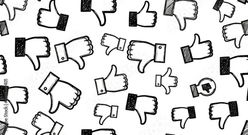 Social Media Thumbs Up and Thumbs Down Icons Seamless Pattern Background