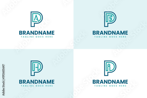 Letters PDA PDF PDH PDI Monogram Logo Set, for brand with DAP DFP DHP DIP initials