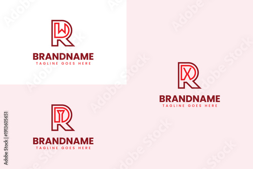 Letters RDW RDX RDY Monogram Logo Set, for brand with DWR DXR DYR initials