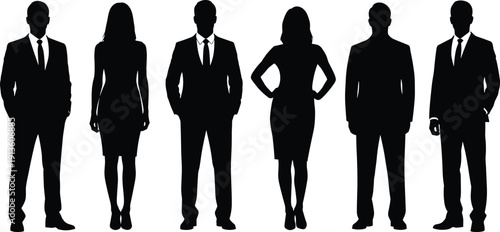 Diverse mega collection of business people silhouettes flat vector illustrations family groups wildflowers and vintage street lamps for recruitment human resources urban design and community