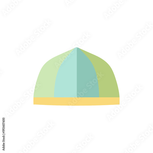 “Muslim cap (peci) icon for Lebaran attire, flat illustration, pastel colors, minimal detail, single icon, no text, transparent background”