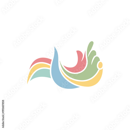 Abstract Colorful Organic Wave Shapes on White Background