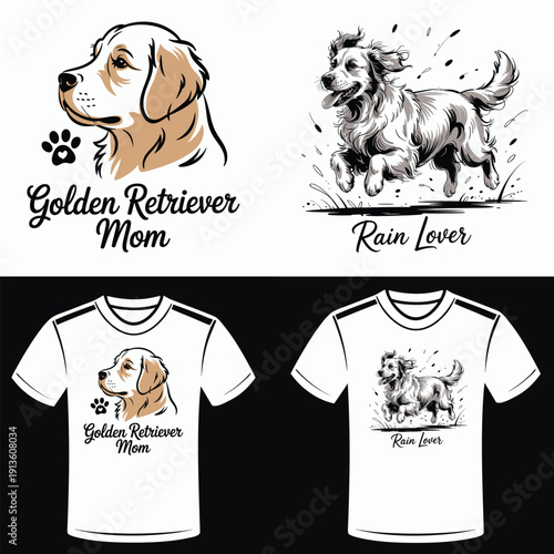 Golden Retriever Mom and Rain Lover dog graphic designs puppy animal