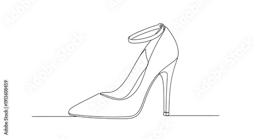 High Heel Shoe Fashion Illustration Isolated on White