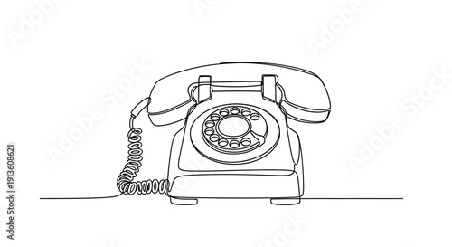 Vintage Rotary Phone Isolated on White Background