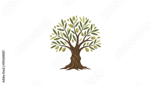 Tree with Green Leaves Illustration.