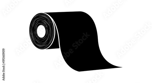 Black Adhesive Tape Rolled Up.