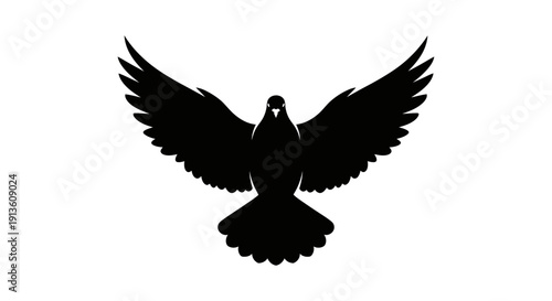 Black Dove Silhouette Flying Free.