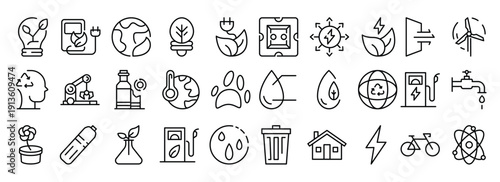 Ecology outline icon set environmental icon collection