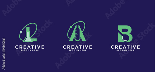 Lab Letter Fusion, Scientific Initial Logo Concept, Modern lab