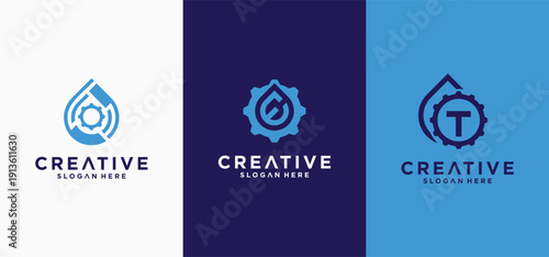 Mechanic logo set, Modern Automotive Engineering Logo Concept